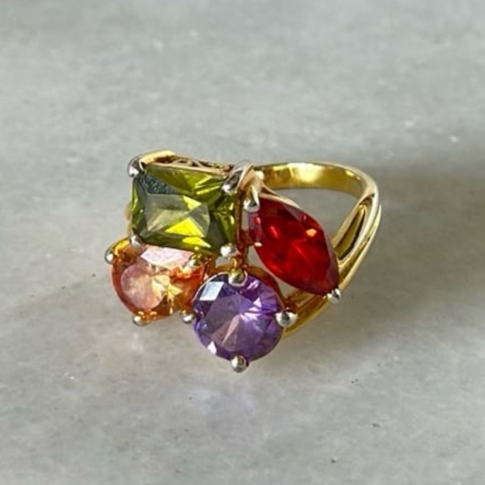 🎉HP🎉 10K YG Gold Multi Gemstone Ring Peridot Amethyst Citrine Garnet